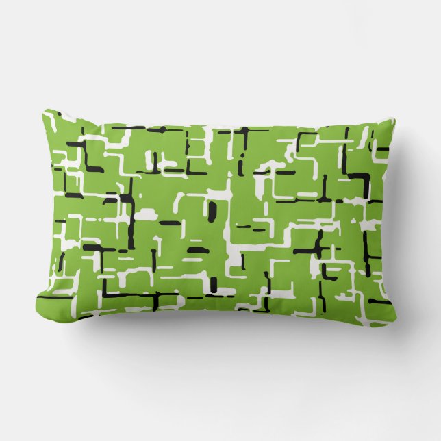 Coussin Rectangle Vert noir blanc Motif moderne (Recto)