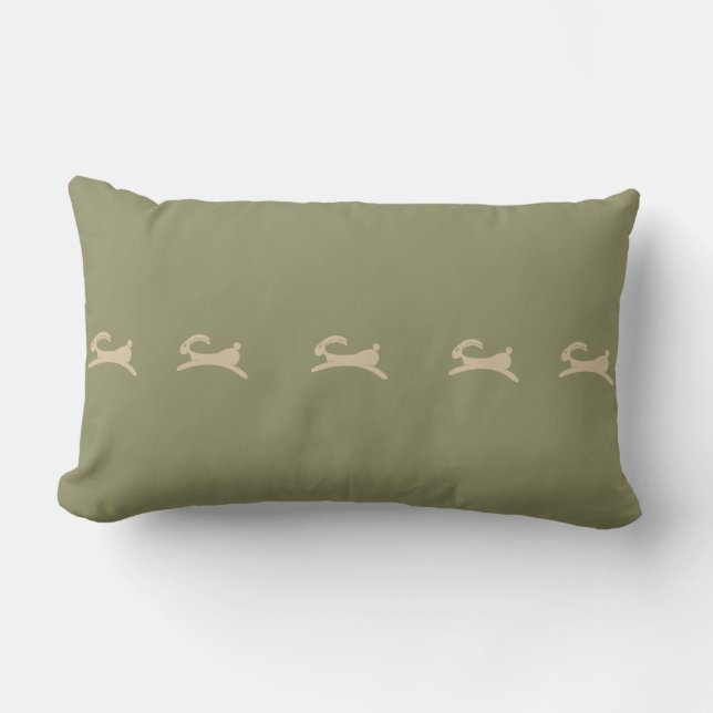 Coussin Rectangle Vert olive de lapin primitif (Recto)