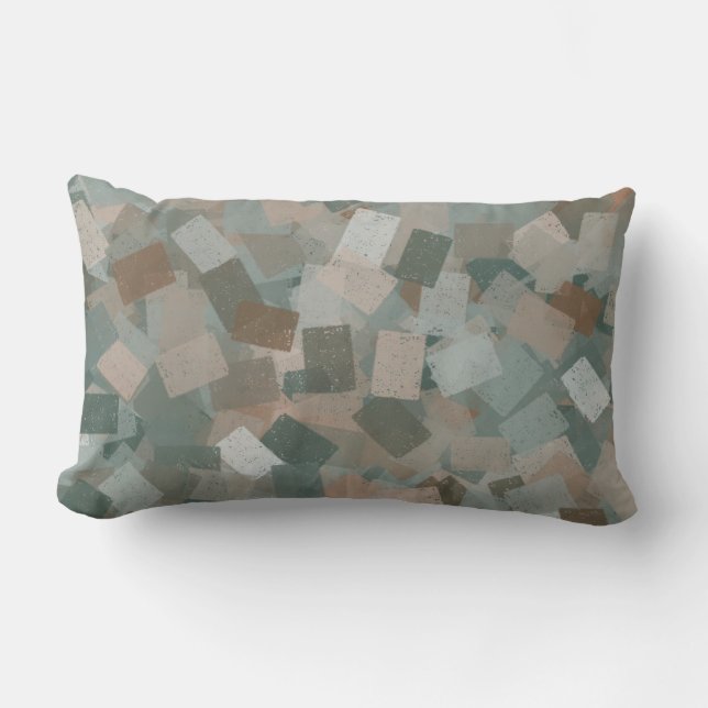 Coussin Rectangle Vert rose Brown Cubisme Motif Abstrait (Recto)