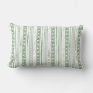 Coussin Rectangle Vert sauge feston florale rayure Coquette