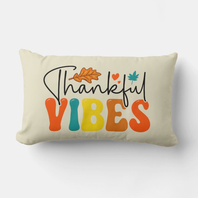 Coussin Rectangle Vibes de remerciement Automne Thanksgiving (Recto)