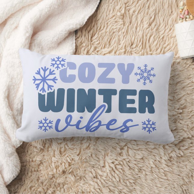Coussin Rectangle Vibes d'hiver confortables - Typographie du flocon (Couverture)