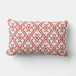 Coussin Rectangle Vibrant motif ikat en rouge et or