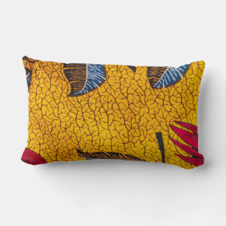 Coussin Rectangle Vibrant Yellow Ankara African Wax Print Fabric