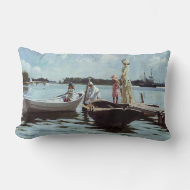 Coussin Rectangle Vie d'été dans les Islelets (par Albert Edelfeue) (Recto)