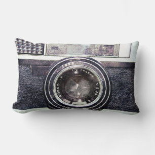 Coussin Rectangle Vieil appareil-photo noir