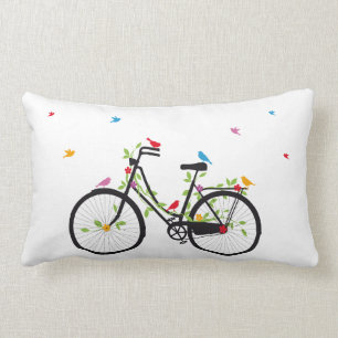 Coussin Rectangle Vieille bicyclette vintage avec des fleurs et des