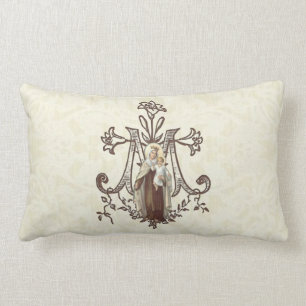 Coussin Rectangle Vierge catholique Marie Mont Carmel Jésus Scapulai
