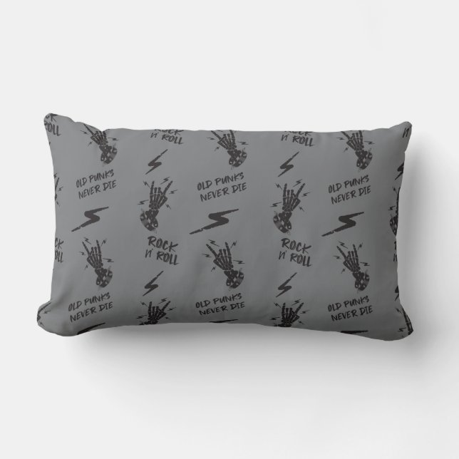 Coussin Rectangle Vieux Punks Ne Meurent Jamais Skeleton Rock Sur Go (Recto)