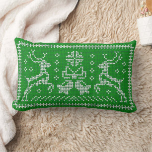 Coussin Rectangle Vilain chandail sonneries cloches cerfs de Noël ve