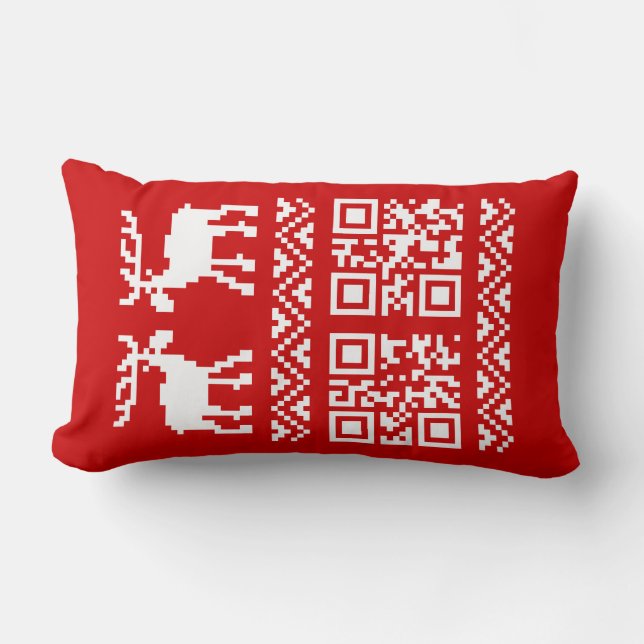 Coussin Rectangle Vilain Sweater QR Code Bonne année! (Recto)
