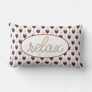Coussin Rectangle vin rouge et texte relax