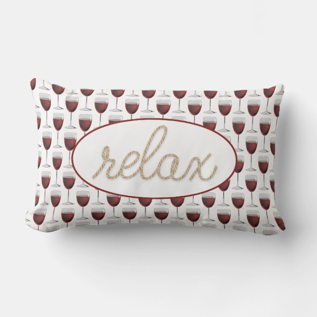 Coussin Rectangle vin rouge et texte relax (Recto)