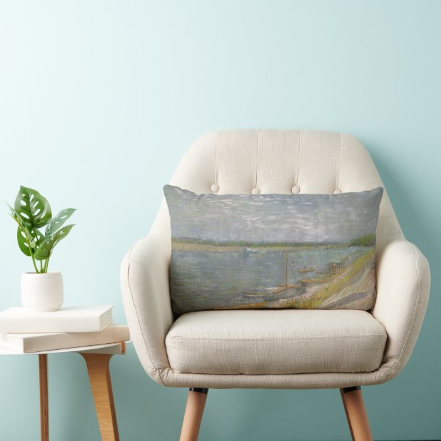 Coussin Rectangle Vincent van Gogh - Vue d'une rivière avec des bate (Chaise)