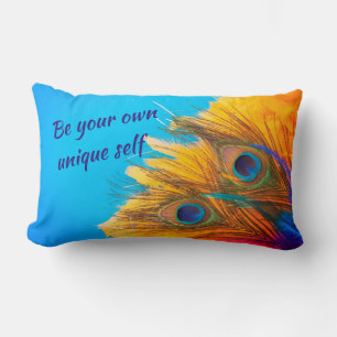 Coussin Rectangle Vintage Aqua Blue Elegant Peacock Feather