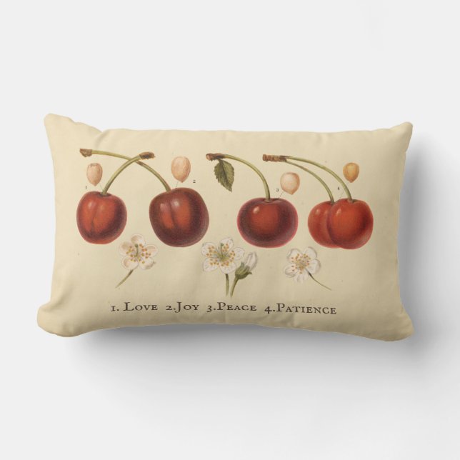 Coussin Rectangle Vintage Cerises Fruit Cottagecore Épervier (Recto)