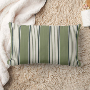 Coussin Rectangle Vintage français rayures de verdure - Neutre Ferme