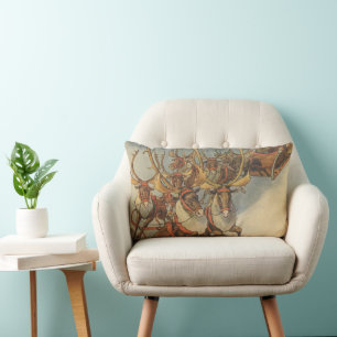 Coussin Rectangle Vintage Noël Père Noël Sleigh avec Reindeer