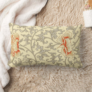 Coussin Rectangle Vintage rose gris botanique