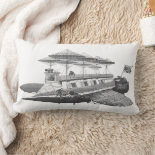 Coussin Rectangle Vintage Science-fiction Steampunk Dirigeable Eclip