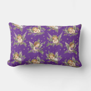Coussin Rectangle Vintages anges motif violet