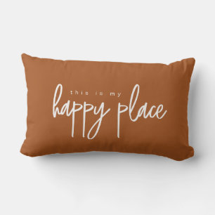 Coussin Rectangle Voici mon Happy Place Moderne en terre cuite