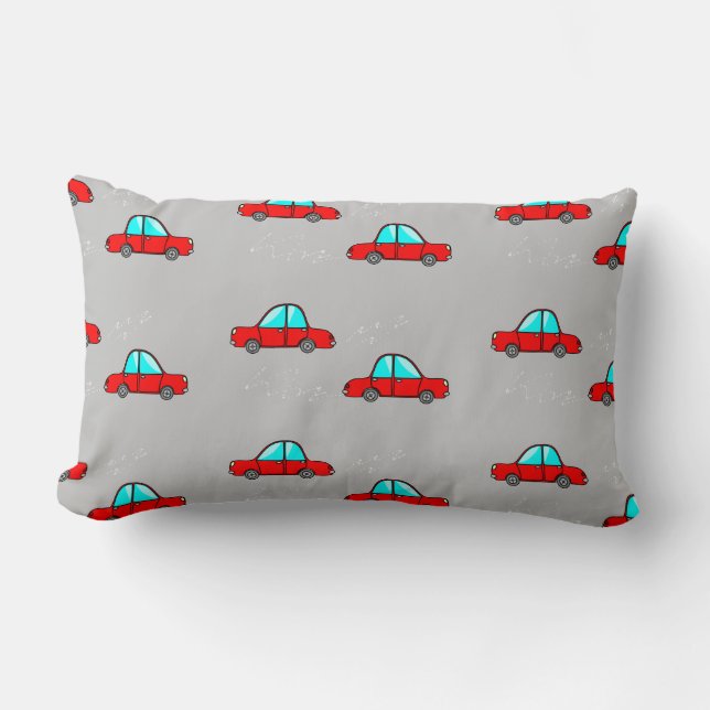 Coussin Rectangle Voitures rouges en gris (Recto)