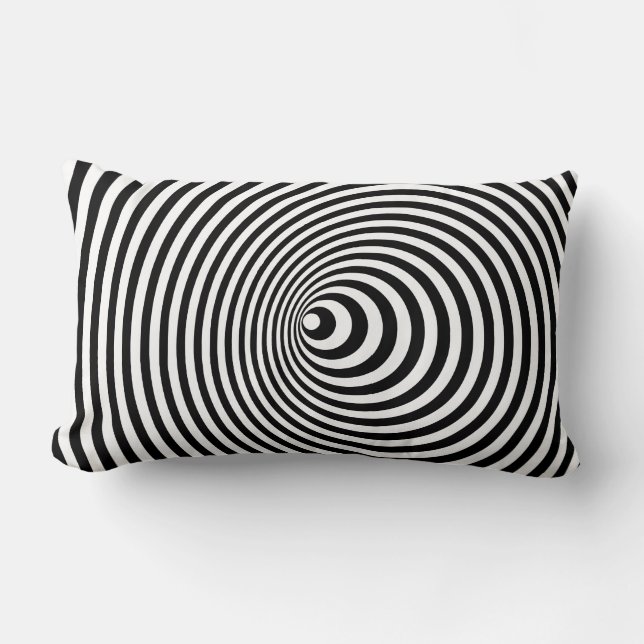 Coussin Rectangle Vortex, illusion optique noire et blanche (Recto)