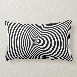 Coussin Rectangle Vortex, illusion optique noire et blanche