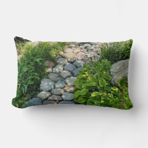 Coussin Rectangle vue jardin paisible photo pierre lite chemin
