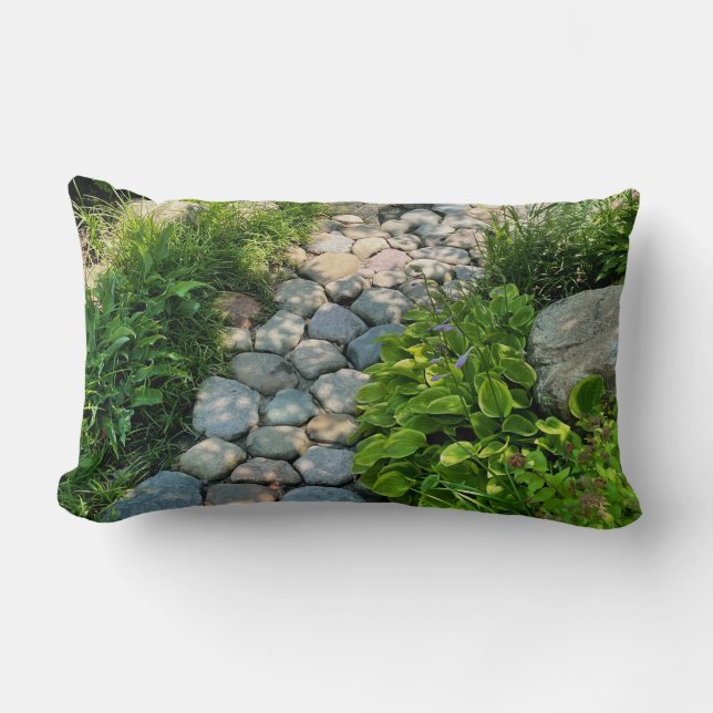 Coussin Rectangle vue jardin paisible photo pierre lite chemin (Recto)