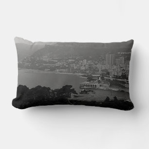 Coussin Rectangle Vue vintage sur la côte de Monaco Monte Carlo