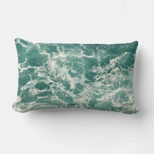 Coussin Rectangle Waves Blue Green