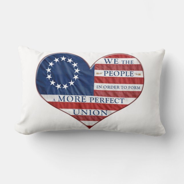 Coussin Rectangle We The People American Flag Heart (Recto)