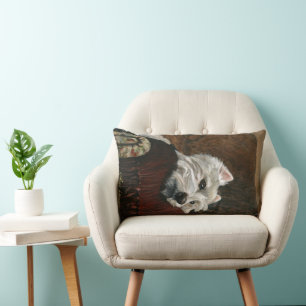 Coussin Rectangle Westie sur canapé