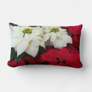 Coussin Rectangle White and Red Poinsettias