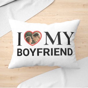 Coussin Rectangle White I Love Mon Petit Ami Ton Coeur Photo Lumbar