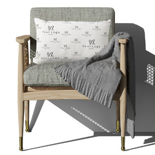 Coussin Rectangle White Logo motif Business Marque Simple Entreprise