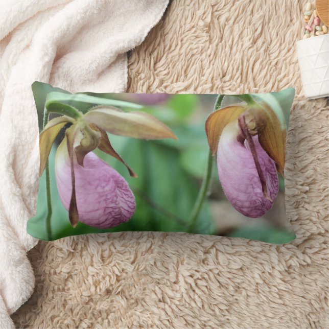 Coussin Rectangle Wild Pink Lady Slipper Orchid Pair  (Couverture)