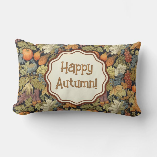 Coussin Rectangle William Morris Feuilles d'Automne Citrouilles Pers (Recto)
