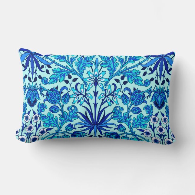 Coussin Rectangle William Morris Hyacinth Print, Aqua et Turquoise (Recto)