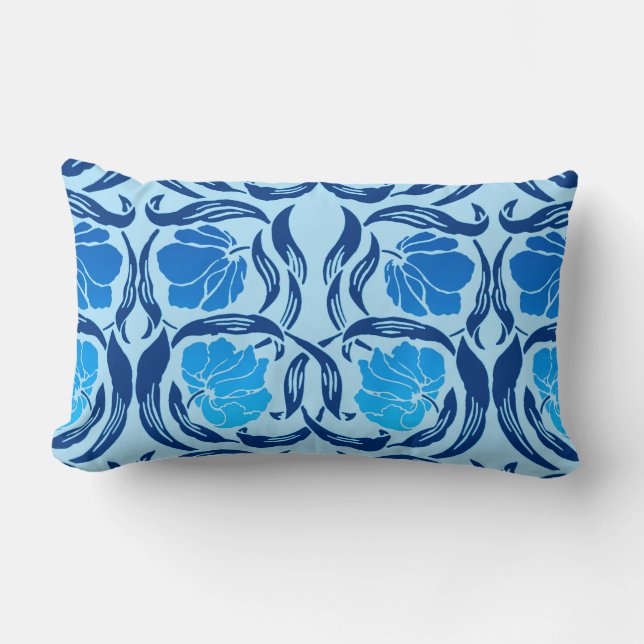 Coussin Rectangle William Morris Pimpernel, Denim & Bleu clair (Recto)