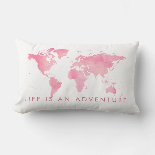 Coussin Rectangle World Map Life est une aventure pour les enfants (Recto)