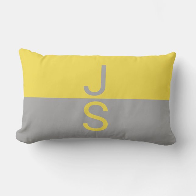 Coussin Rectangle Yellow & Grey Modern Initials monogram (Recto)