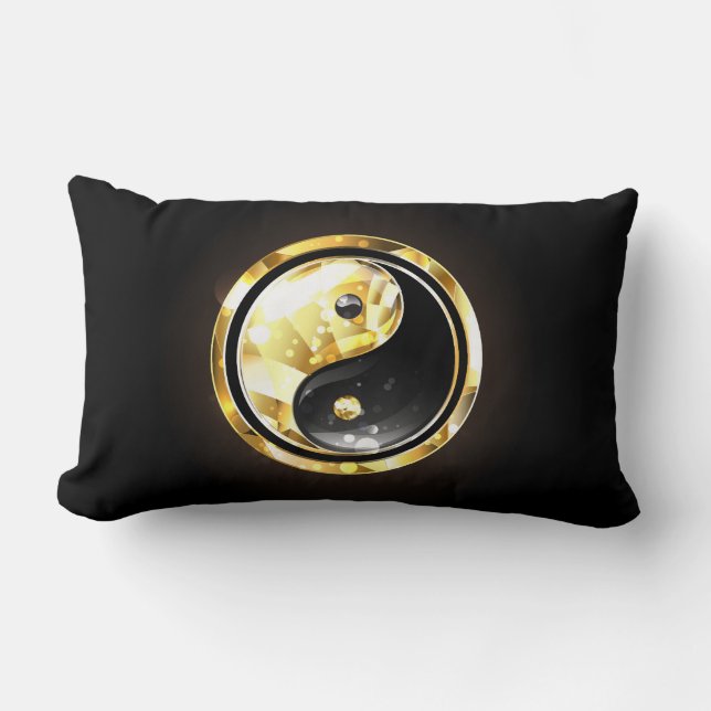 Coussin Rectangle Yin Yang or sur noir (Recto)