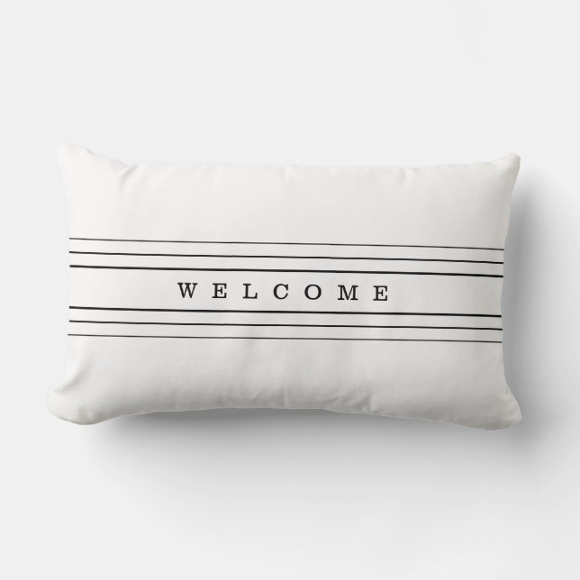 Coussin Rectangle Your Custom Text & Modern Stripes | Black & White (Recto)