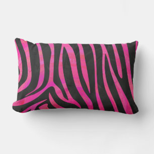 Coussin Rectangle Zebra noir et rose chaud