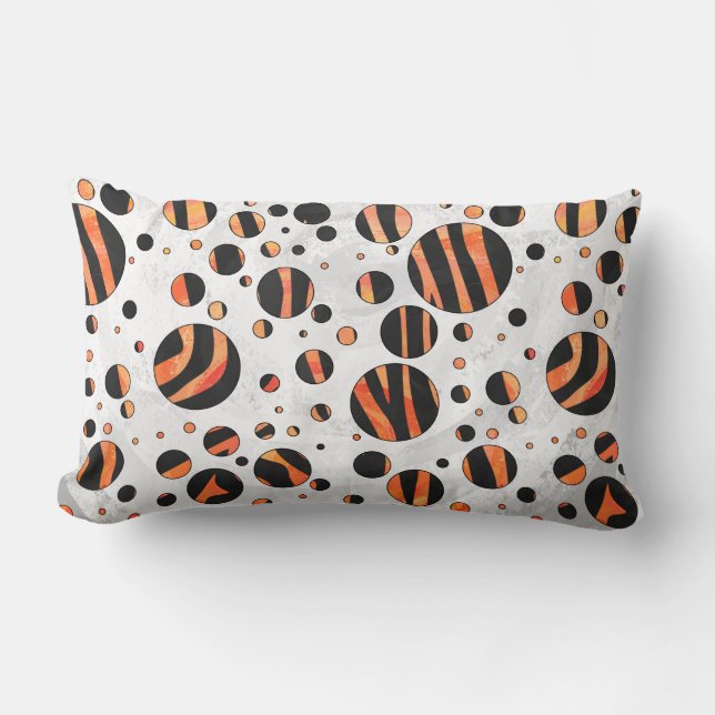 Coussin Rectangle Zebra Pois noirs et orange (Recto)