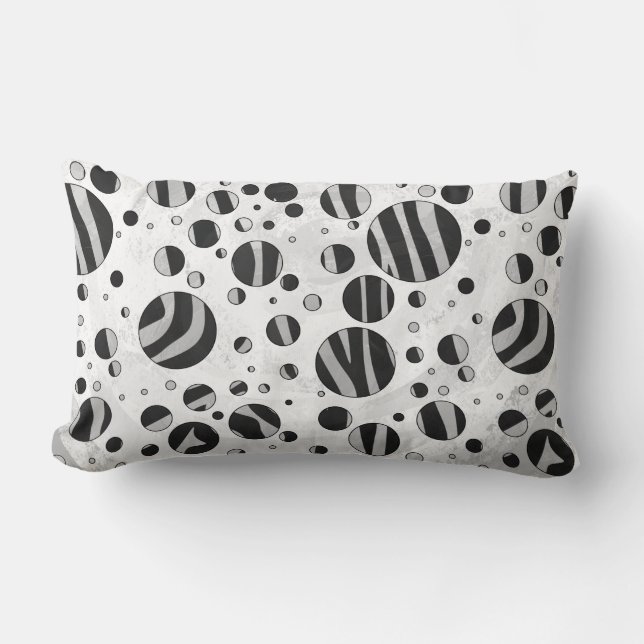 Coussin Rectangle Zebra Polka point noir et gris clair (Recto)
