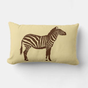 Coussin Rectangle Zèbre - Brun chocolat et beige chameau